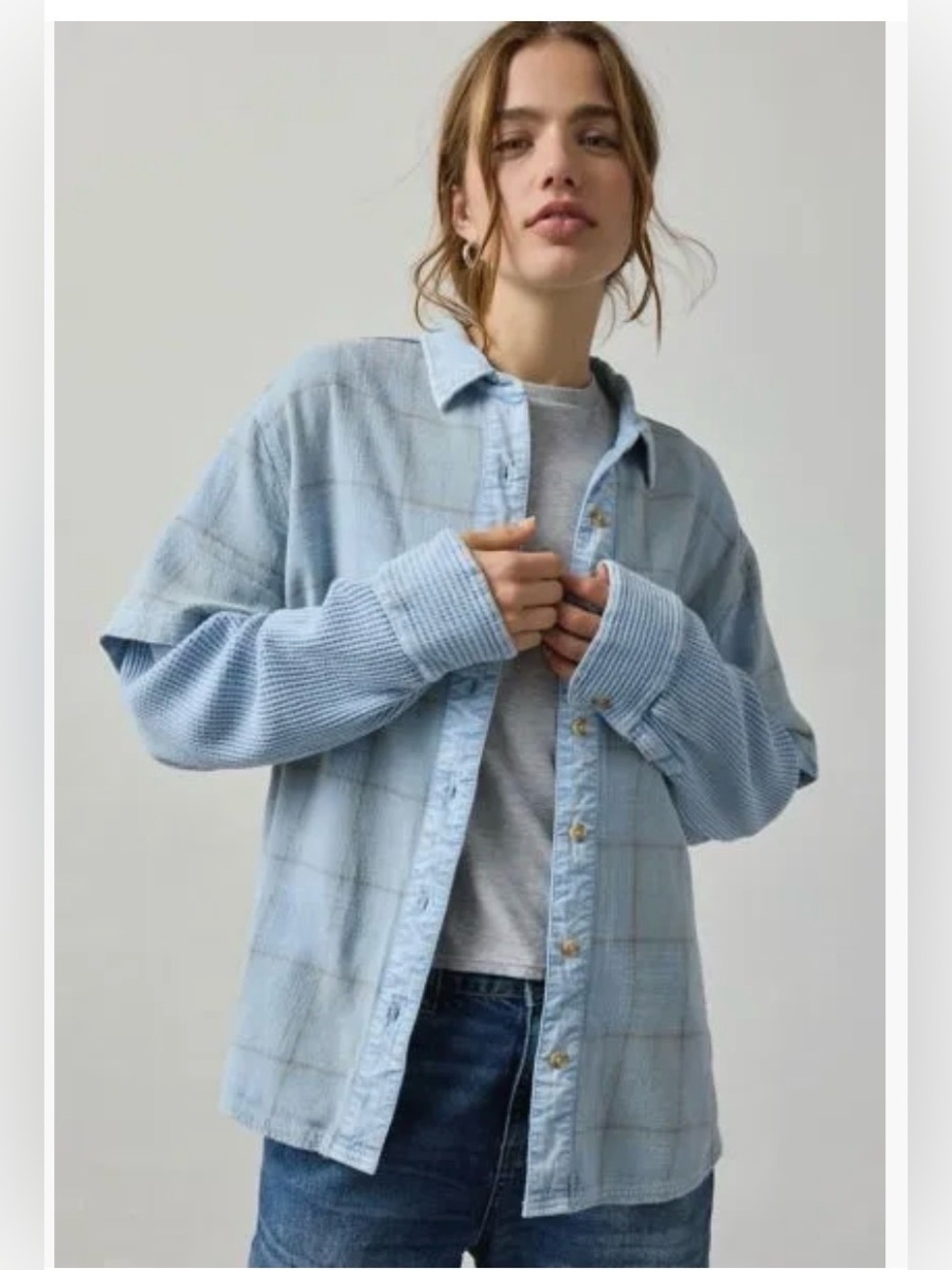 Urban Outfitters BDG All Around Layered Twofer Oversized Flannel Shirt in Blue